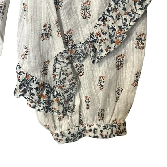 Veronica Beard Size 0 Abra Blouse Cotton Floral Print Pattern Ruffle Long Sleeve - Picture 6 of 9